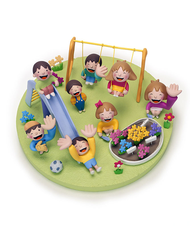 子どもが遊ぶ公園イラスト・休日に公園で遊ぶこどもたちのイラスト