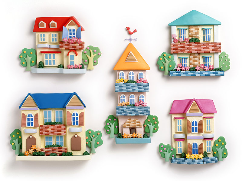 家・住宅イラスト　様々なタイプの一戸建て住宅の家