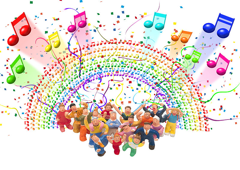 音符・音楽イラスト　リズムにのって楽しむお祭りイベントイラスト