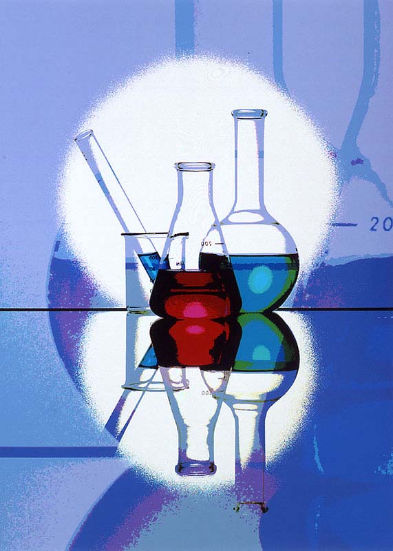 CGイラスト　化学・実験・製薬イメージのコラージュ
