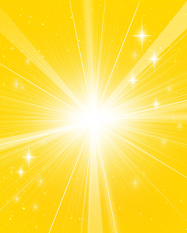背景イラスト　黄色ベースにキラキラ輝く放射状の光のイメージ