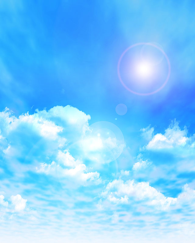 背景イラスト　青空と雲と太陽