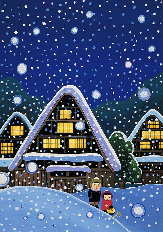 合掌造り住宅の冬は雪景色イラスト ストックイラスト 衛星写真素材blog 株式会社アートバンク オフィシャルブログ