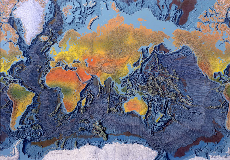 風景イラスト　世界海底地形図