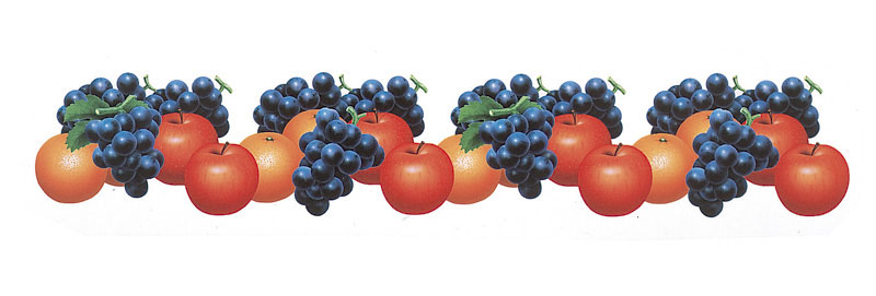 植物イラスト　リンゴぶどうオレンジ果実のパターン