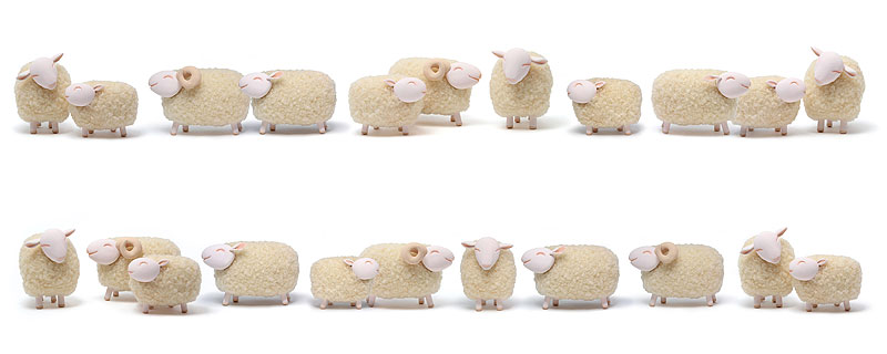 山岡敏和　2015年干支「未」飾り枠・フレームイラスト　羊の横並びフレーム枠