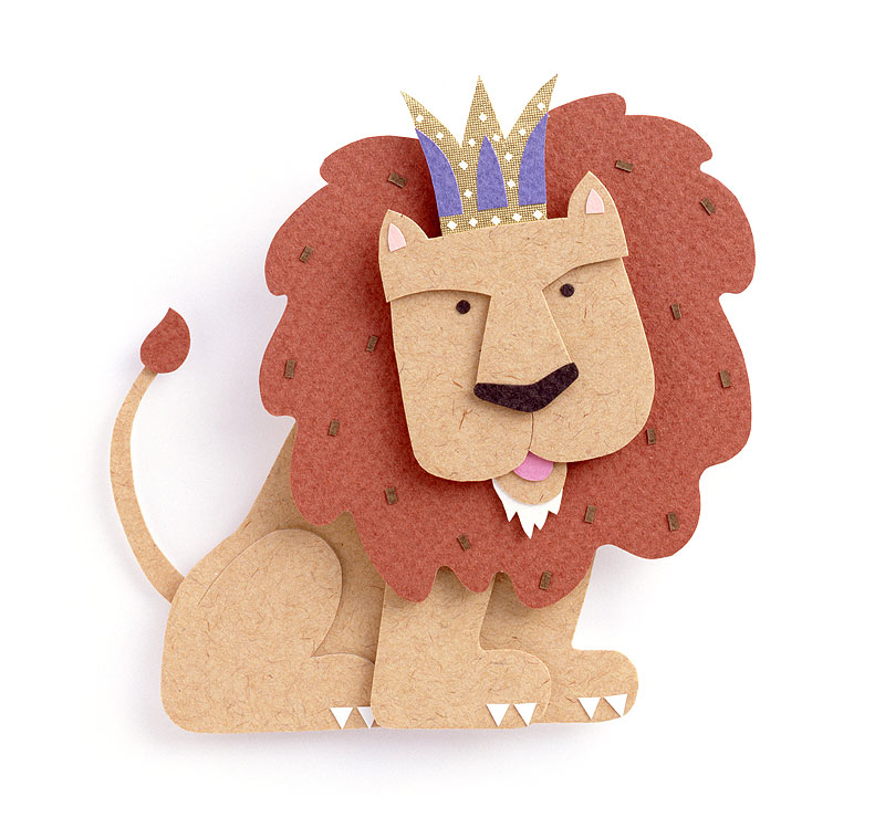 動物イラスト 王冠をかぶる百獣の王ライオン