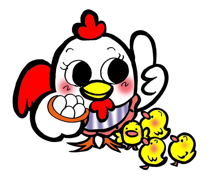 鶏キャラクターイラスト・お母さん酉とかわいいヒヨコたち