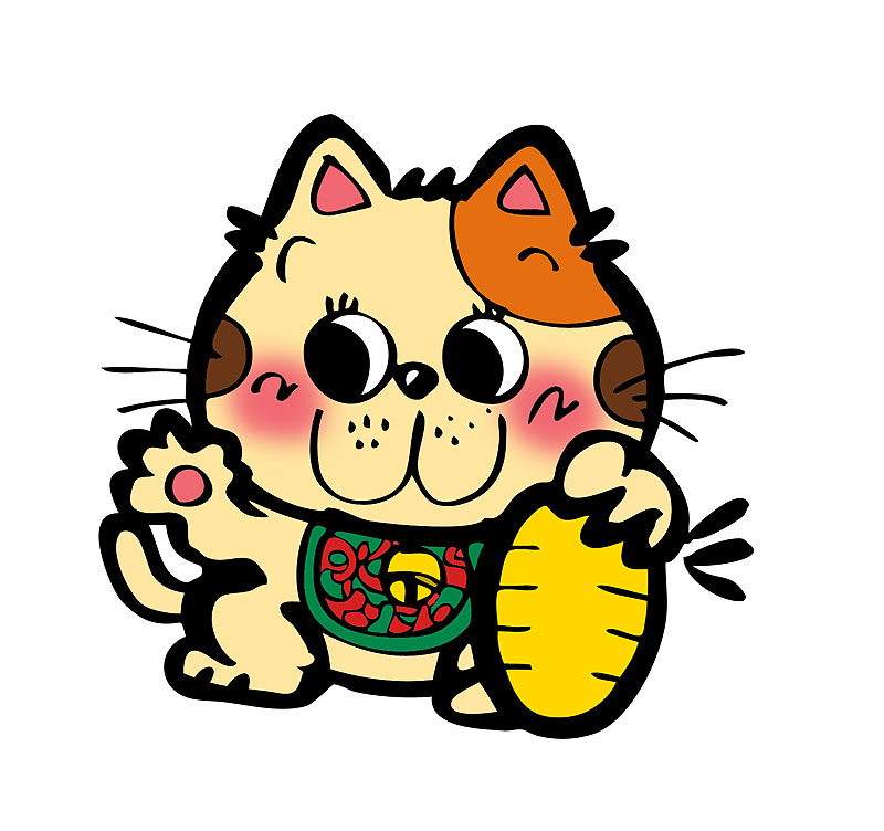 小判とかわいい招き猫イラスト