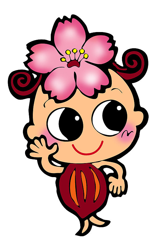 キャラクターイラスト 桜の花を頭につけた女の子キャラ