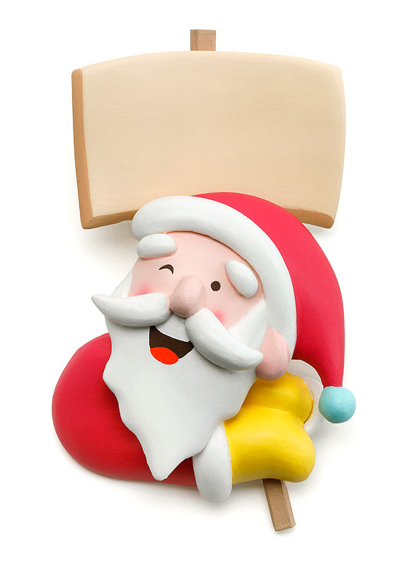 サンタクロースイラスト クリスマスに看板を持つかわいいサンタ