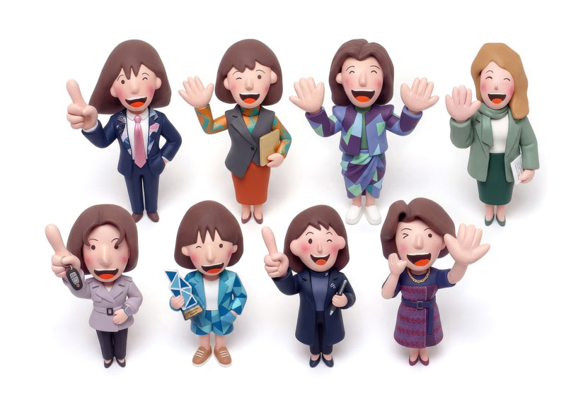 
さまざまな分野で活躍する働く女性／女性活躍推進のクレイイラスト