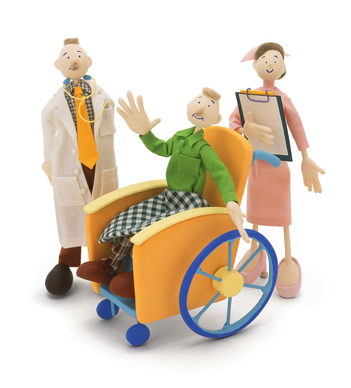 車椅子イラスト 医師 看護師と車椅子の患者