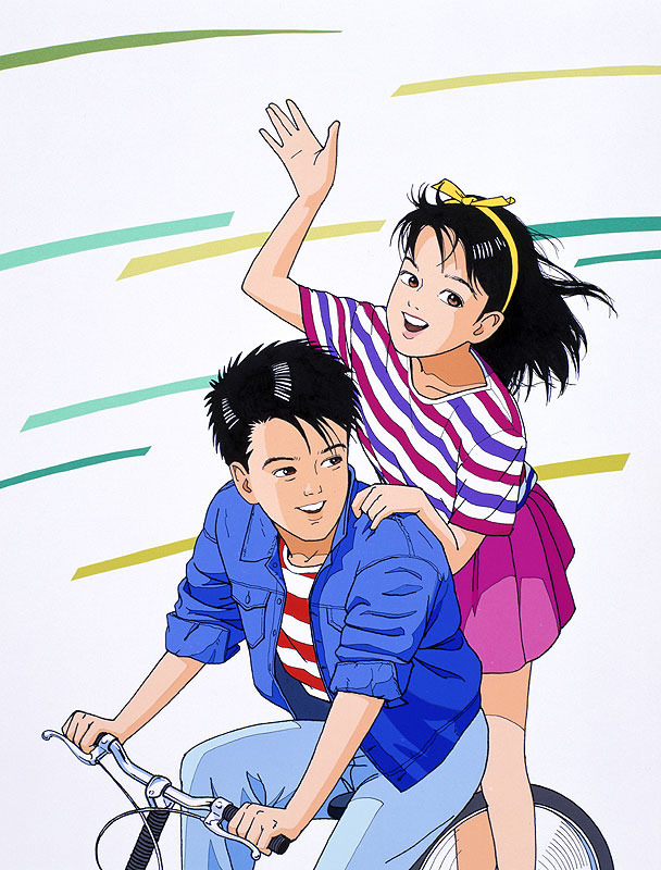 カップルイラスト 自転車に乗る男女