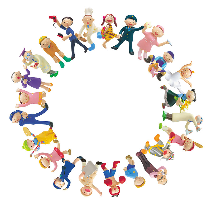 人の輪イラスト素材 商工会商店街画像地域社会コミュニティイラスト 丸型 円形