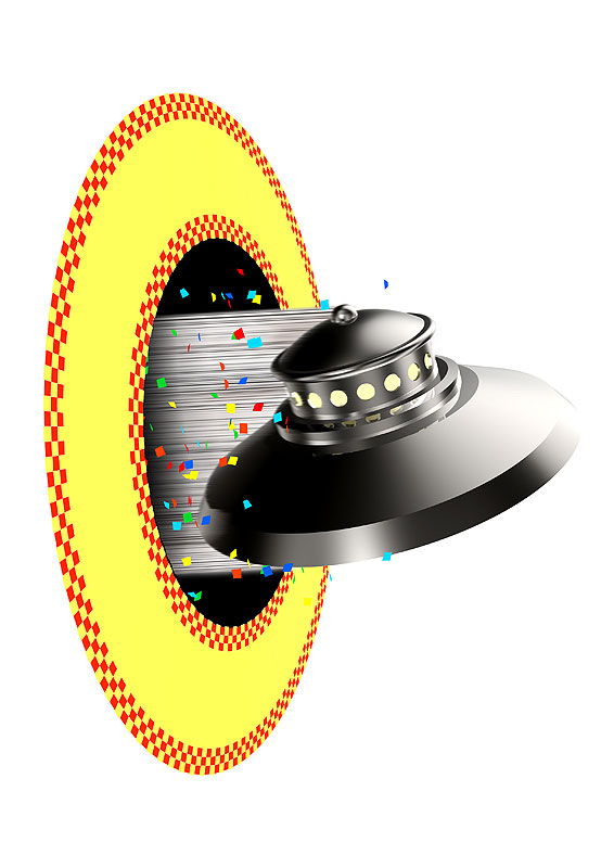 広告UFOイラスト・飛び出す空飛ぶ円盤
