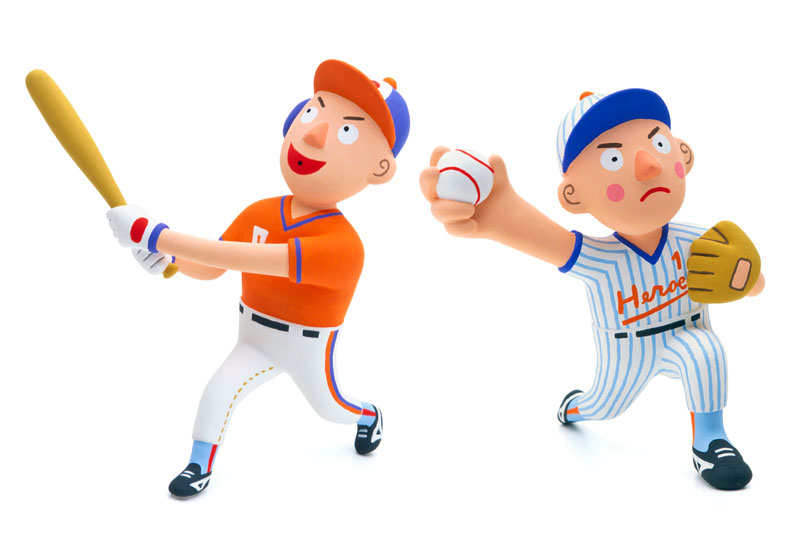 野球イラスト：ピッチャーとバッター