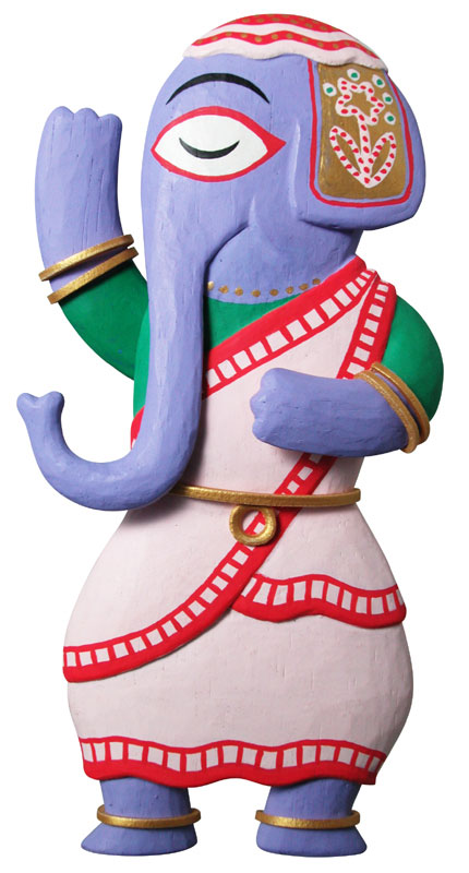 インド風象キャラクターイラスト 民族衣装を着て踊るインド風象キャラクターイラスト