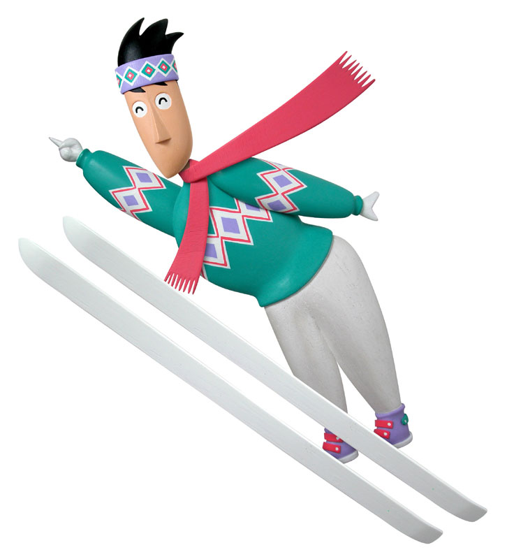 スキージャンプイラスト 笑顔で飛び出す冬のスキージャンプイラスト