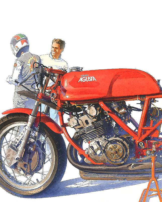 バイクイラスト　アグスタ ３シリンダー