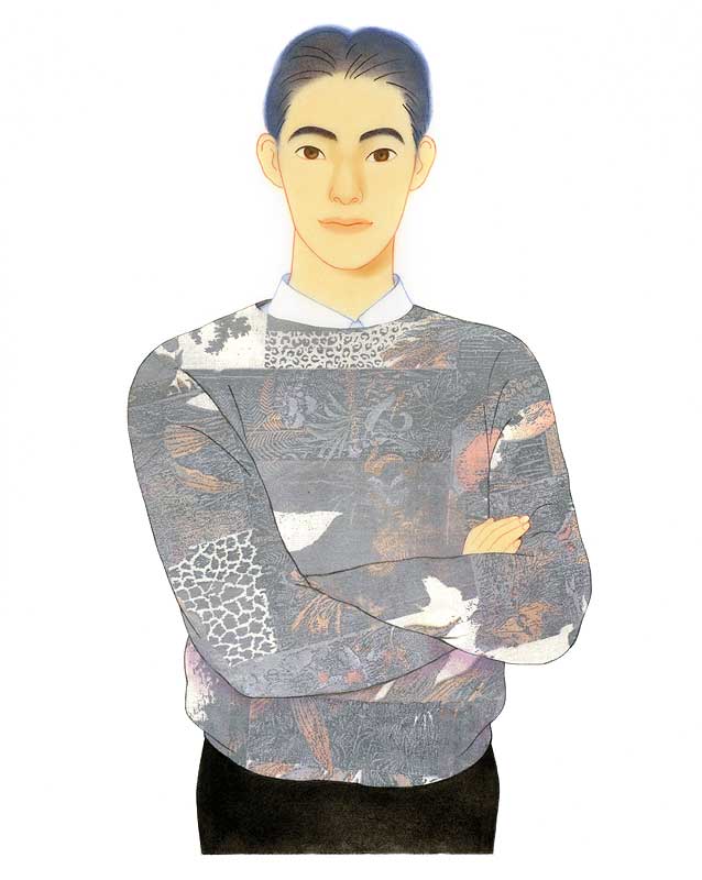 男性イラスト おしゃれな服の腕組みの男性