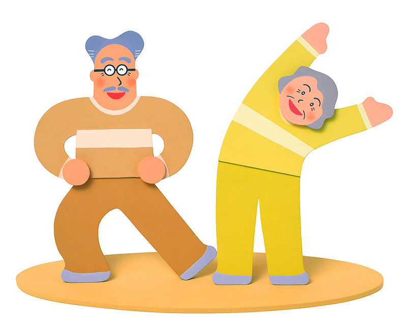 健康シルバーイラスト 元気に運動する高齢者夫婦