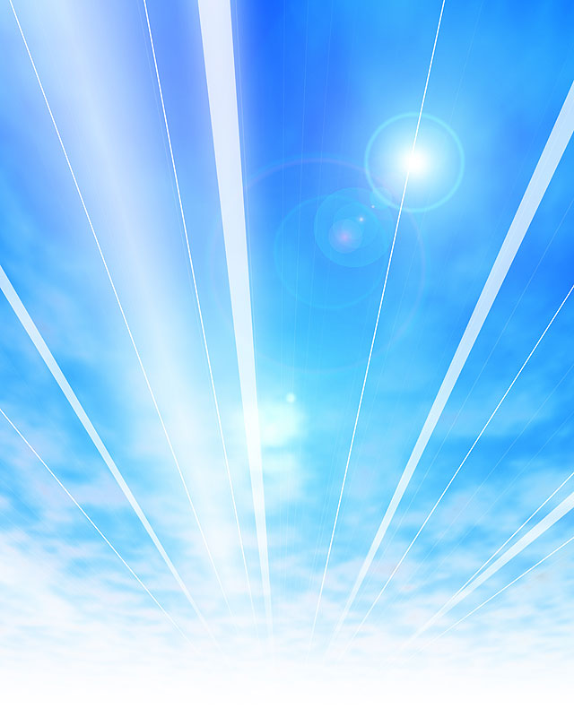 背景イラスト　空と放射状の光のイメージ