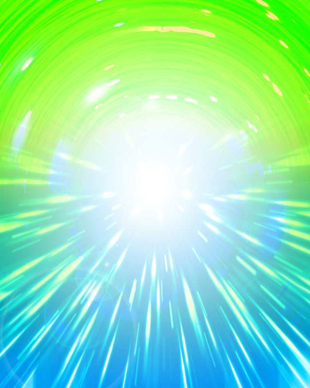 背景イラスト　緑と青の放射状の光のイメージ