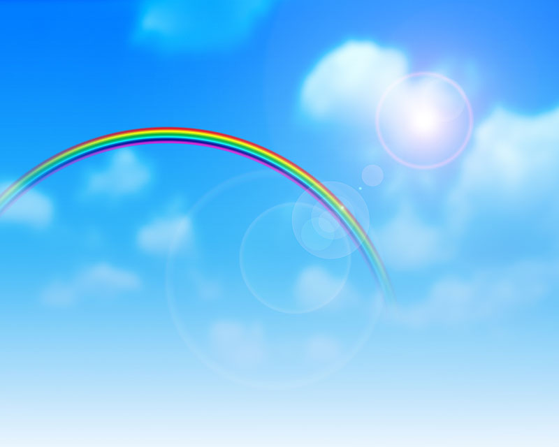 背景イラスト 青空と虹と光のイメージ