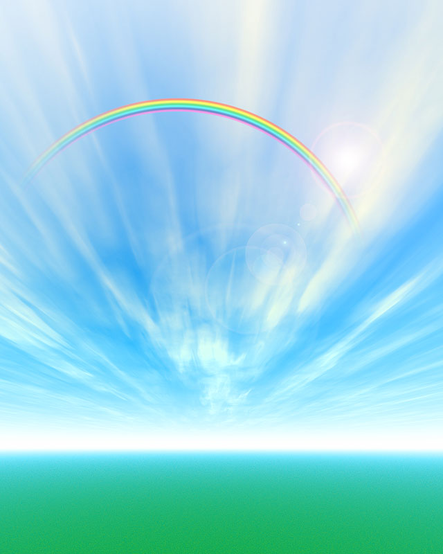虹と水平線のイメージ画像 背景素材