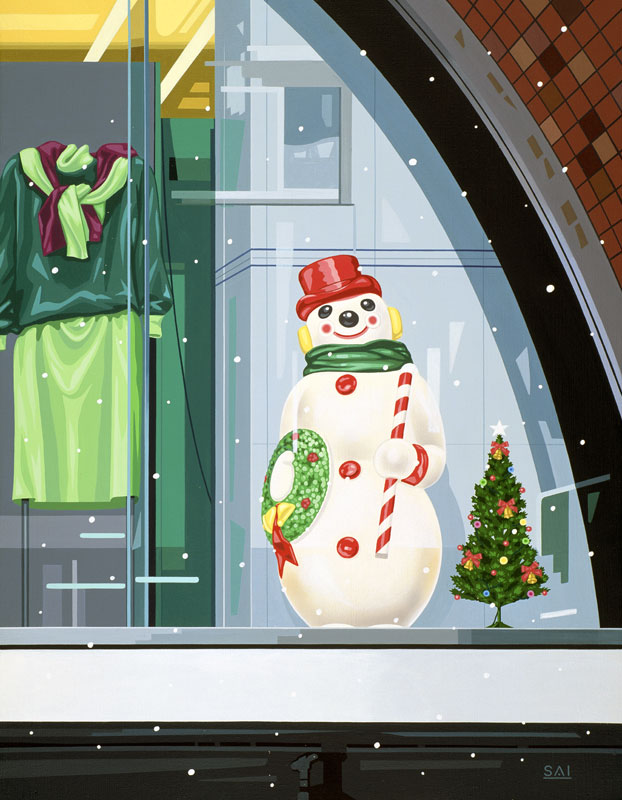 クリスマスイラスト ショーウィンドウのスノーマン クリスマスイラスト ショーウィンドウのスノーマン