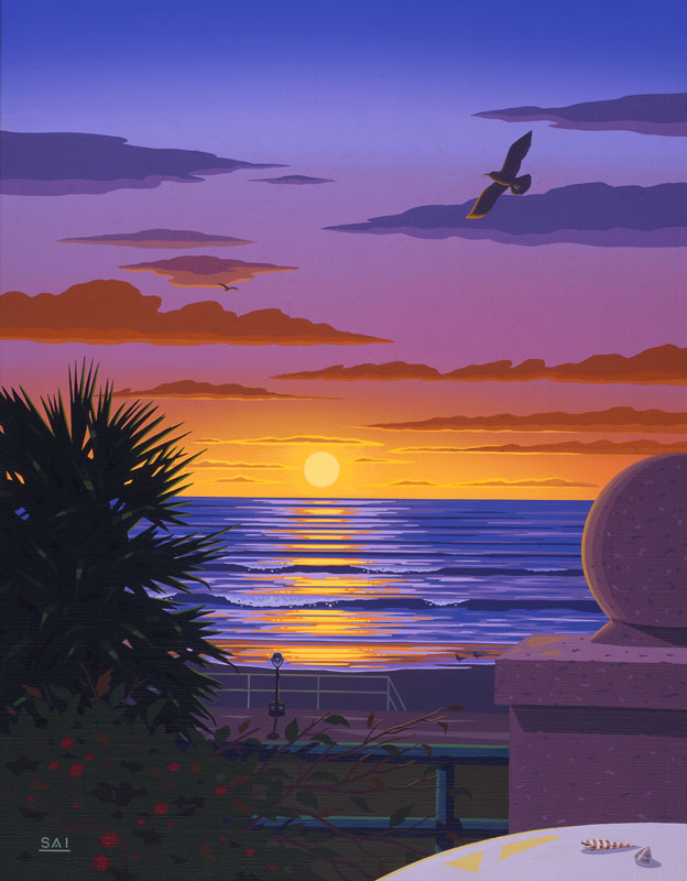 風景イラスト 夕焼けの海
