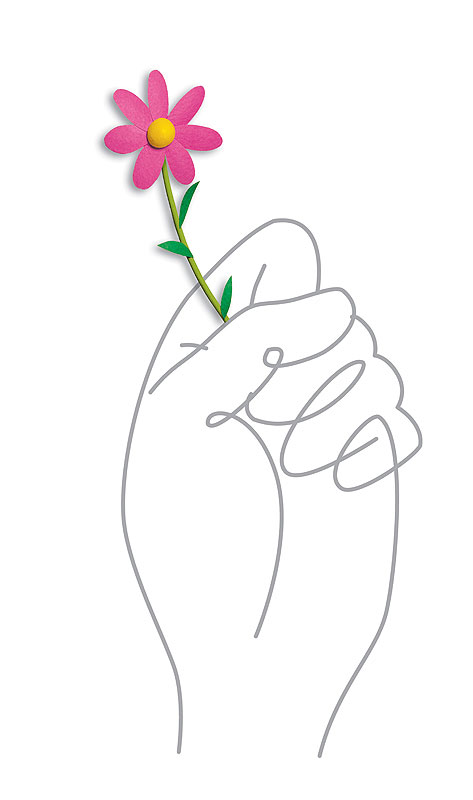  手に花・一輪の花を握る手イラスト・まごころイラスト