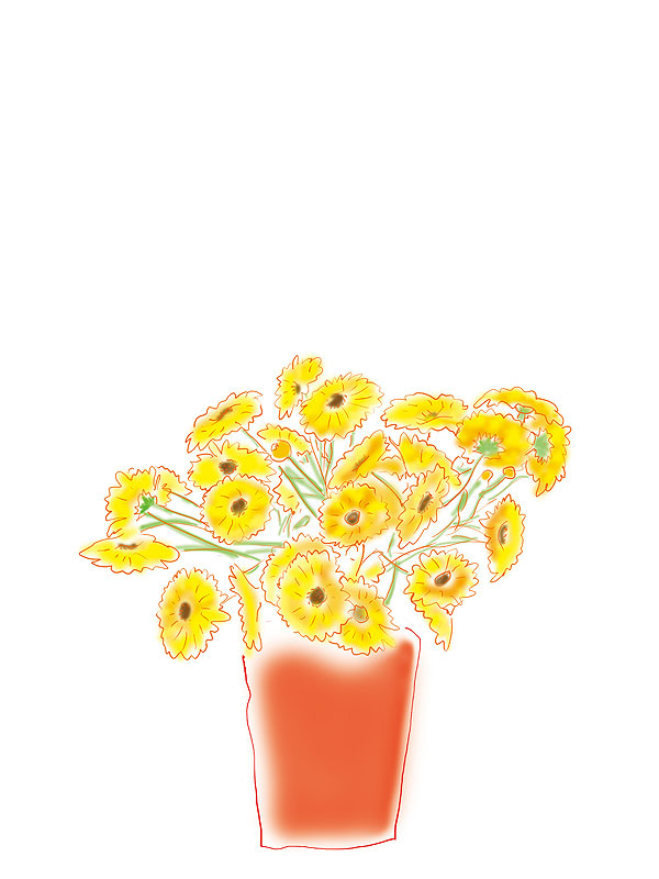 花瓶の花イラスト 花瓶の中の黄色い花