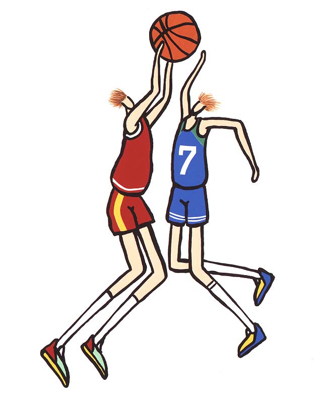 スポーツイラスト バスケットボール奪い合う2人