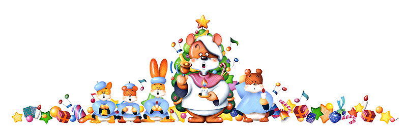 	
  クリスマス飾り罫イラスト・動物の聖歌隊フレーム素材