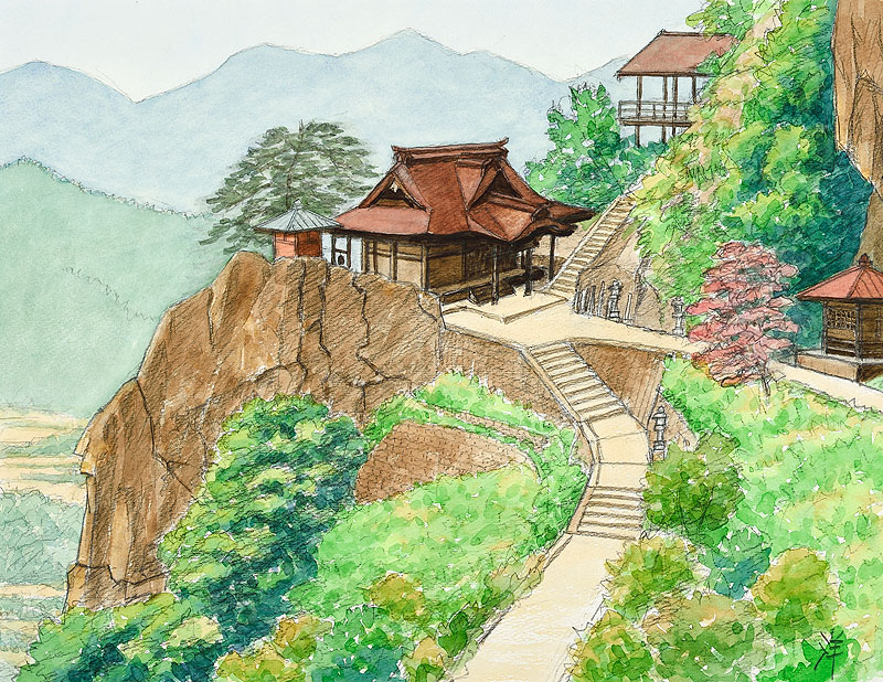 山寺 立石寺 イラスト 山形県山形市