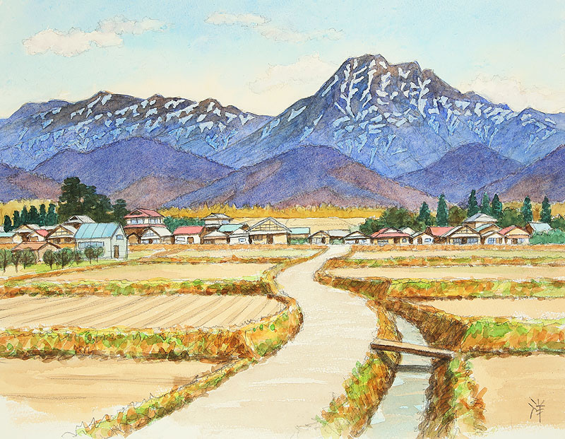 八ヶ岳の山並みイラスト 秋 長野県