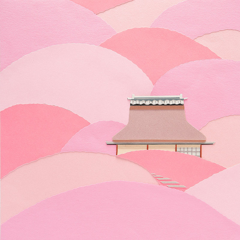 春のアイコン 桜彩る郷愁 - 茅葺の宿イラスト