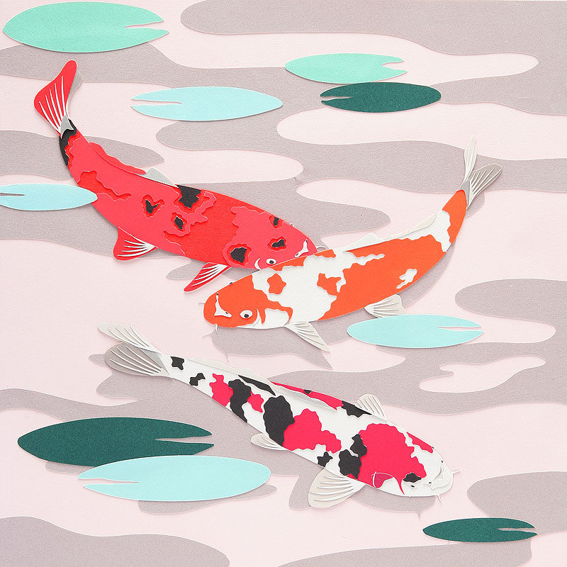 	
錦鯉イラスト・庭園の池を泳ぐニシキゴイ・和風イメージ素材