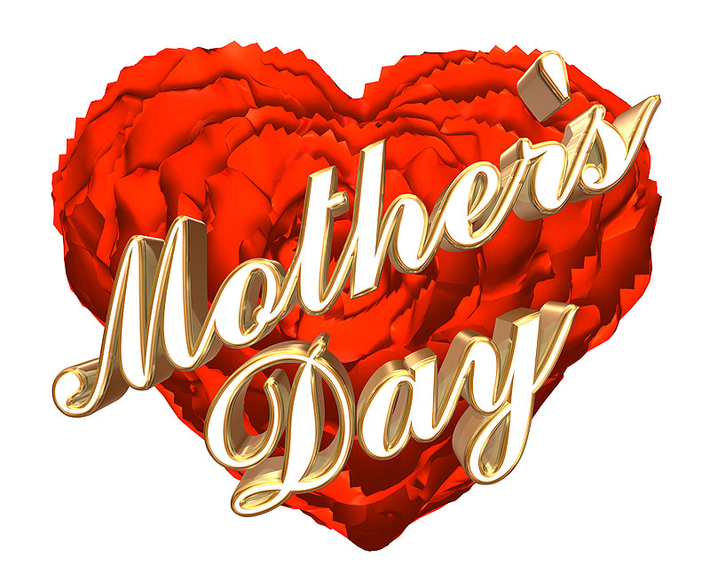 母の日文字イラスト：Mother's Dayと赤いカーネーション