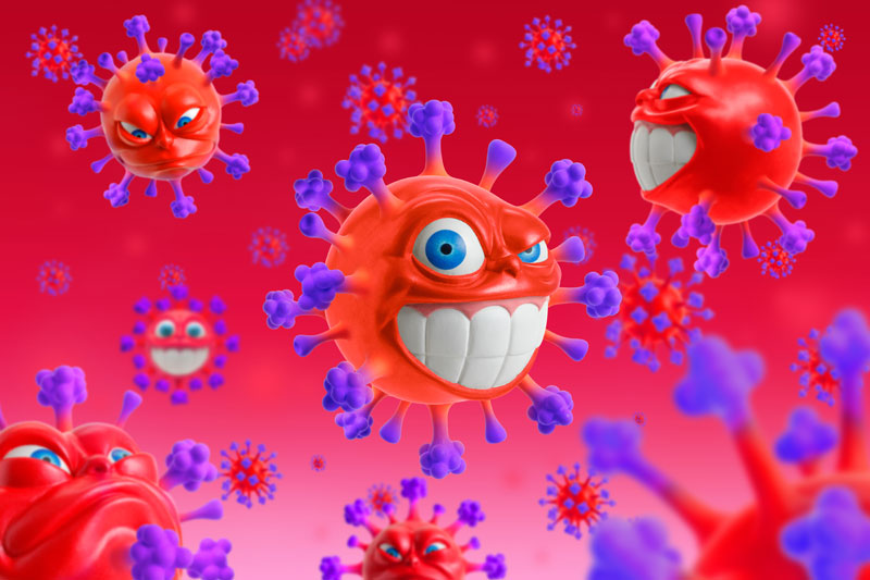 細胞内で変異を続ける新型コロナウイルスのイラスト画像