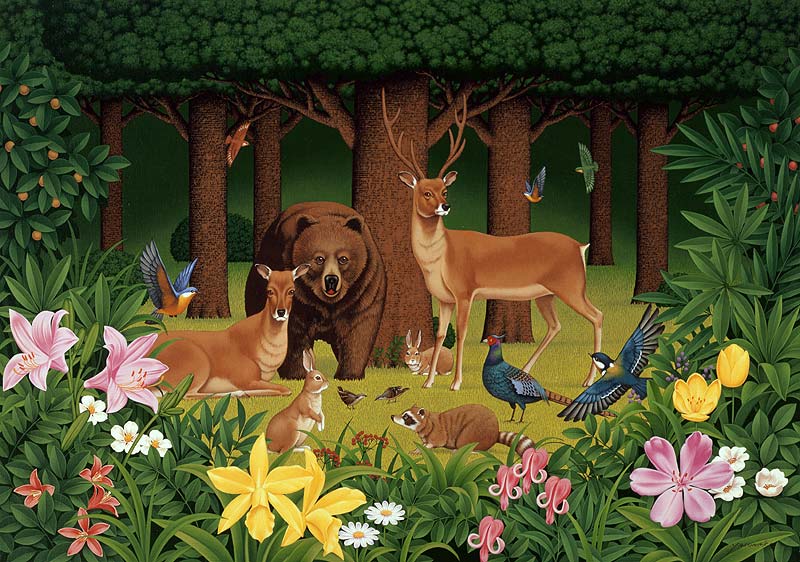 動物イラスト 森の中の動物たちの画像 楽園イメージ